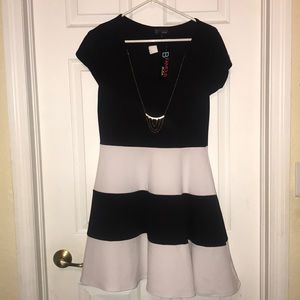 Black and white striped dress